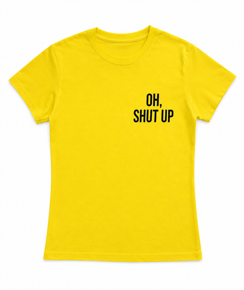 T-shirt Oh, shut up żółta